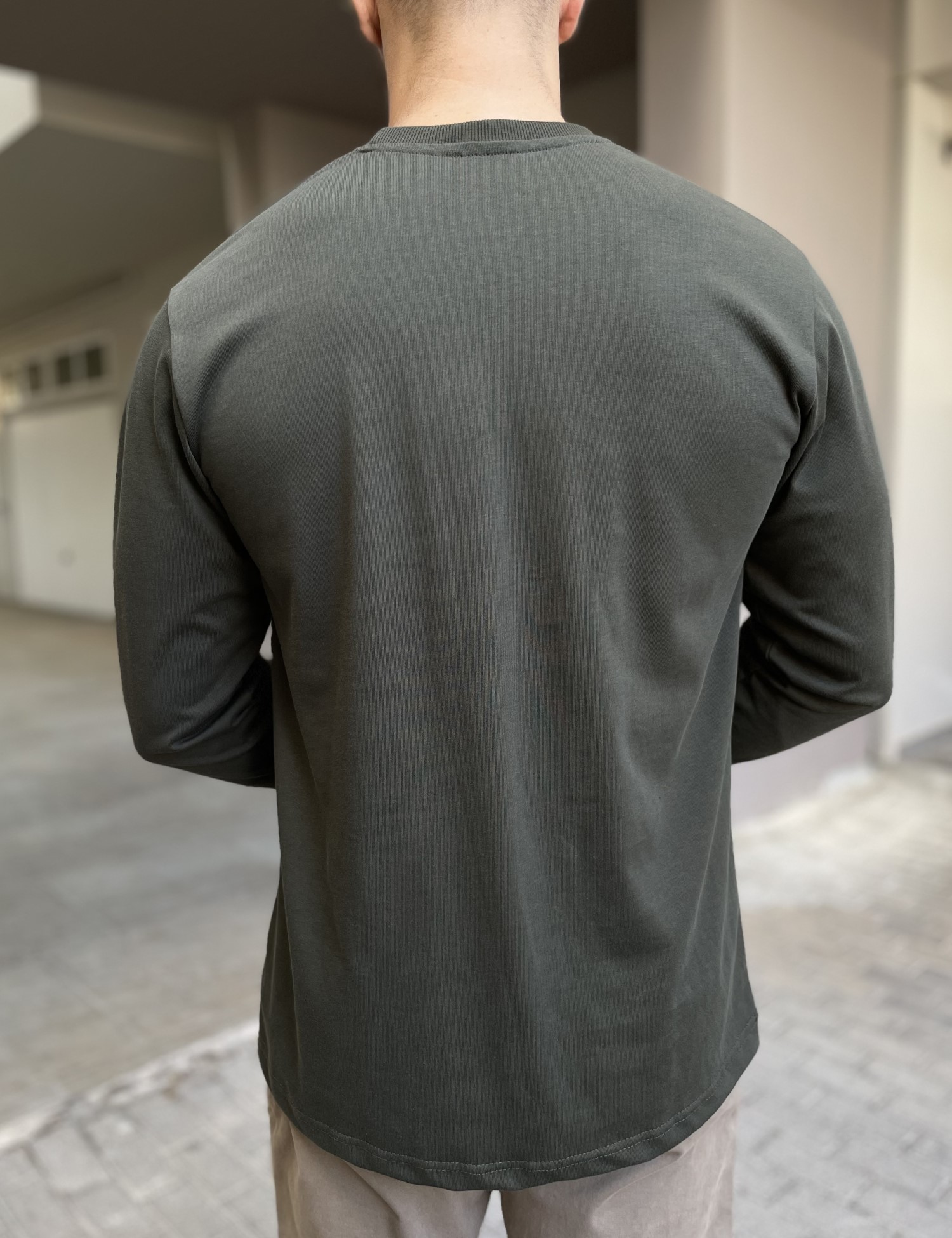Everbest Ανδρική χακί βαμβακερή μπλούζα Plus size 2610160X φωτογραφία